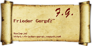 Frieder Gergő névjegykártya